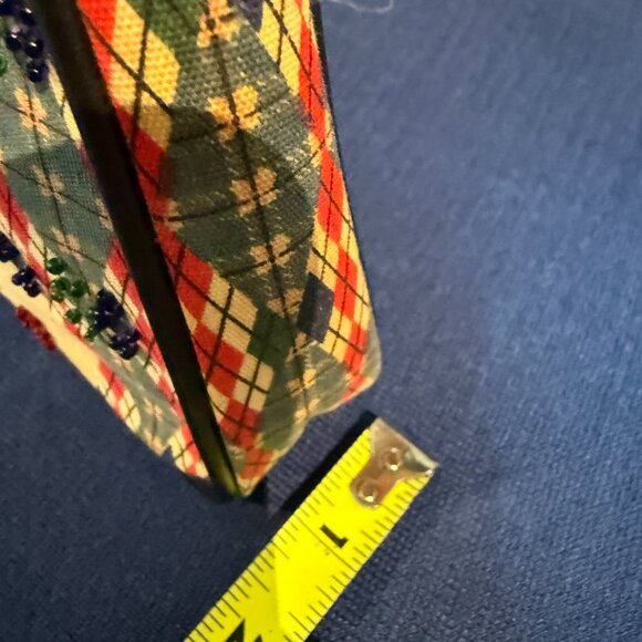 Paradox Vintage Beaded Equestrian Canvas Baguette Bag 90s/Y2K Argyle Purse - Picture 10 of 12